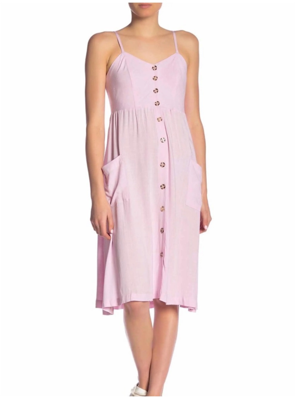 Good Luck Gem Woven Button Front Midi Dress